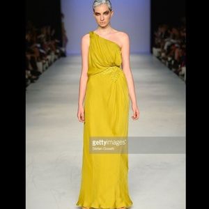 Yellow/Green One Shoulder Long Dress
